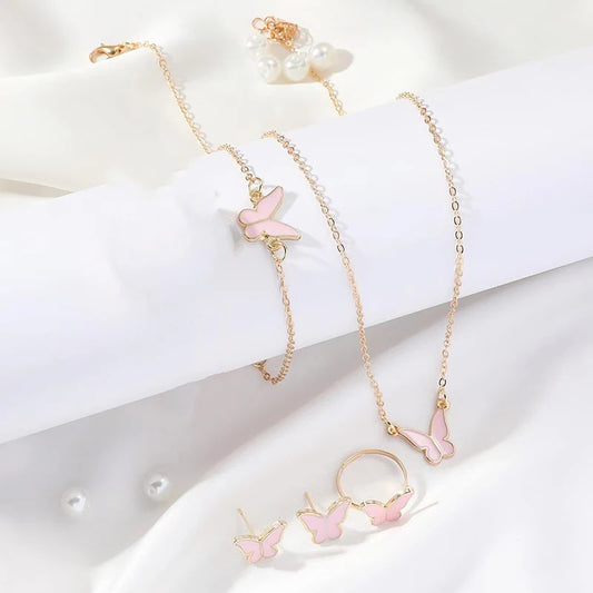 5 pezzi moda farfalla pendenti collana orecchini anello bracciale set per le donne set di gioielli da sposa matrimonio gioielli regalo