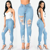 Jeans da donna, pantaloni da donna con elastico strappato