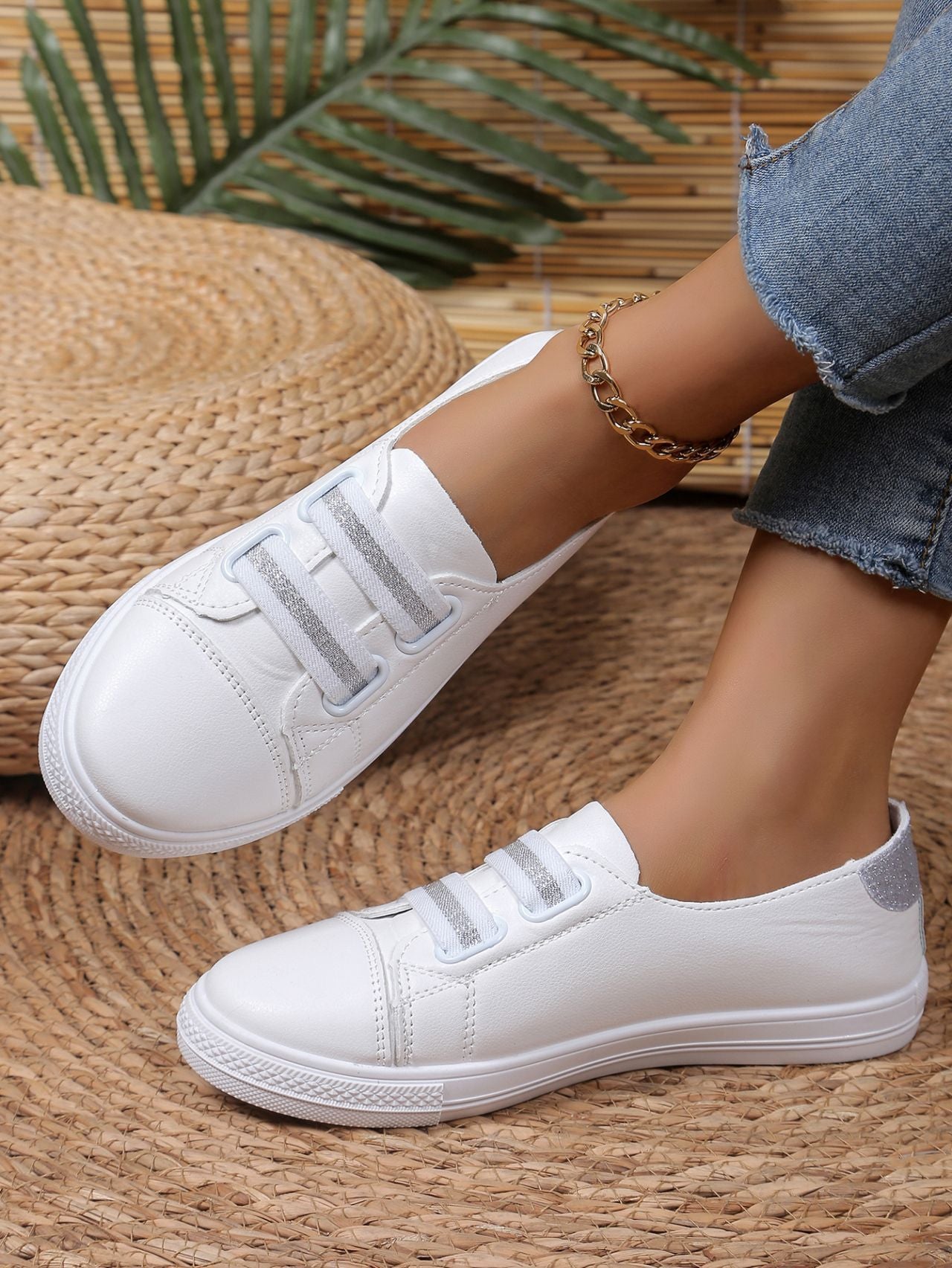 Weiße Schuhe Casual Vielseitig Slip-on Lazy Low-cut Flat