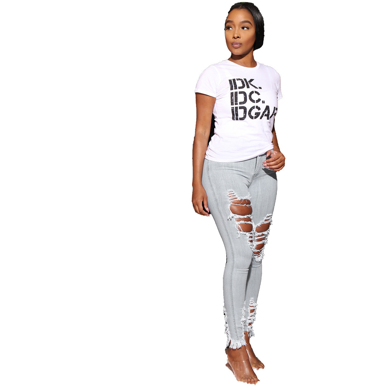 Jeans da donna, pantaloni da donna con elastico strappato