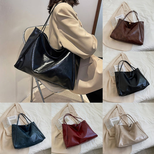 Capacity Leather Shoulder Bag Shopper Harajuku Simple Handbag