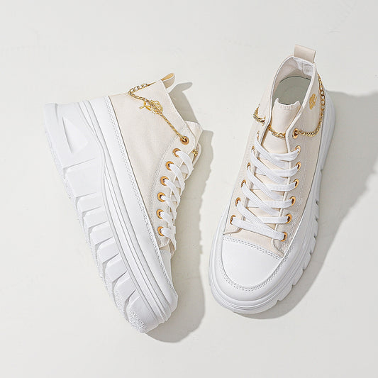 Damenschuhe mit dicker Sohle und erhöhten Sneakers