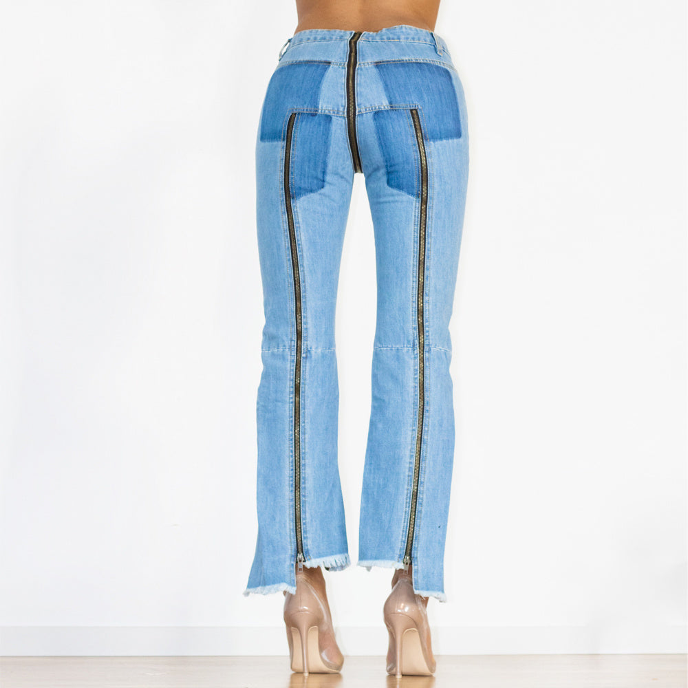 Shascullfites Women Split Straight Jeans
