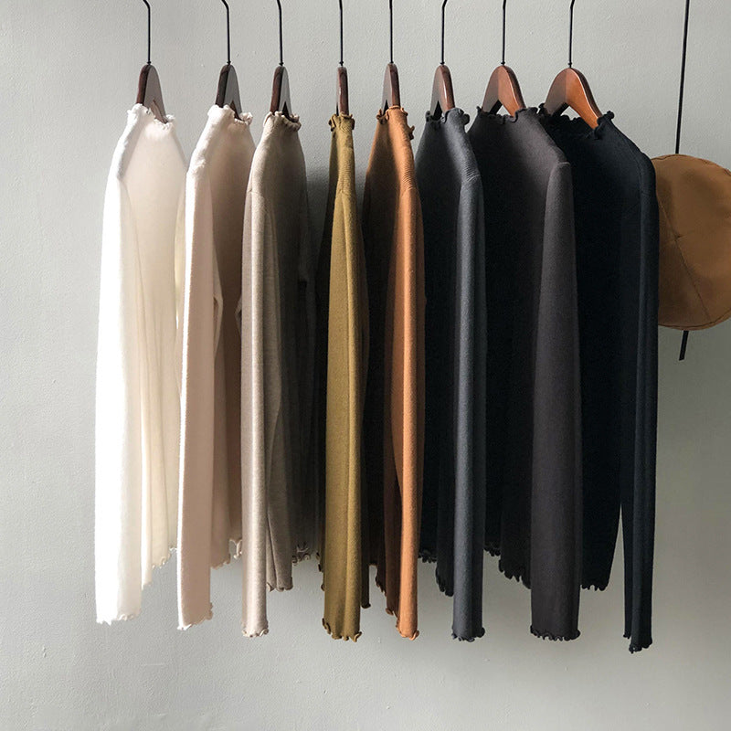 Top in maglia aderente in stile coreano da donna