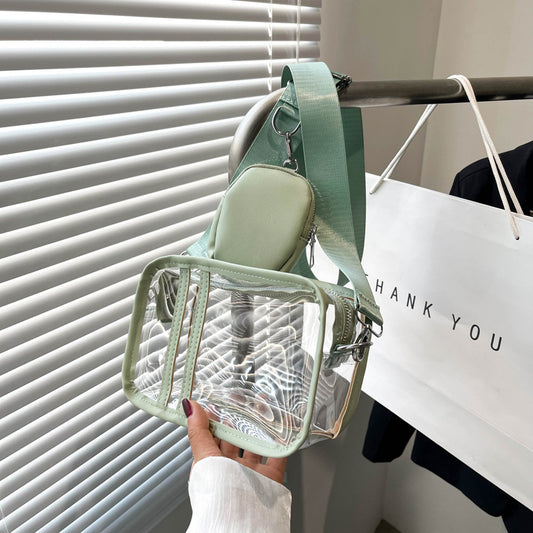 Borsa a tracolla semplice e trasparente da donna, borsa a tracolla alla moda