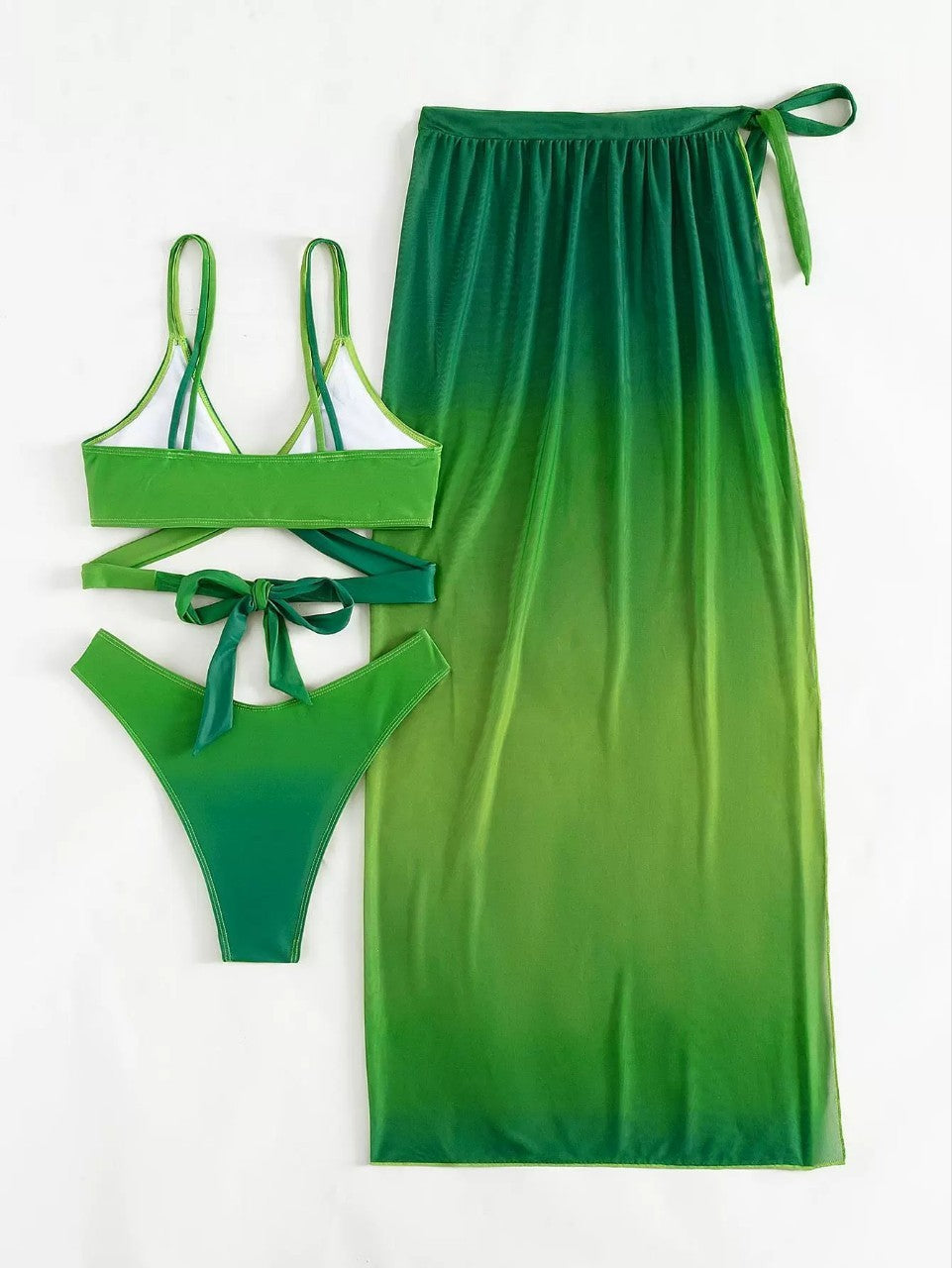 Bikini sfumato verde per donne europee e americane