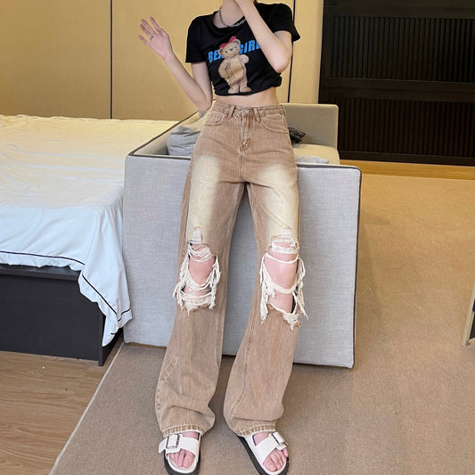 Pantaloni dritti retrò casual da donna, coordinati