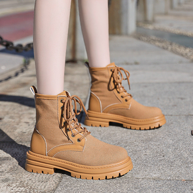 Stivali Martin con tacco spesso, moda donna taglie forti