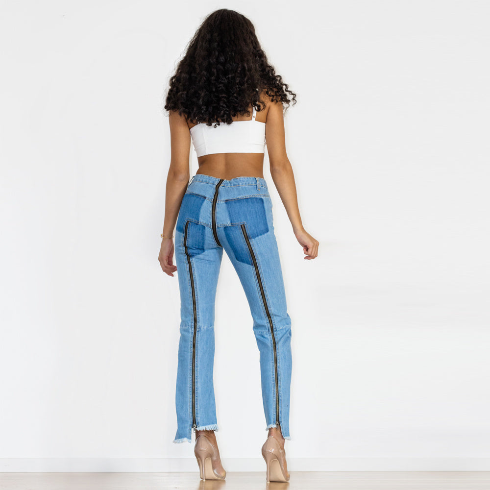 Shascullfites Women Split Straight Jeans