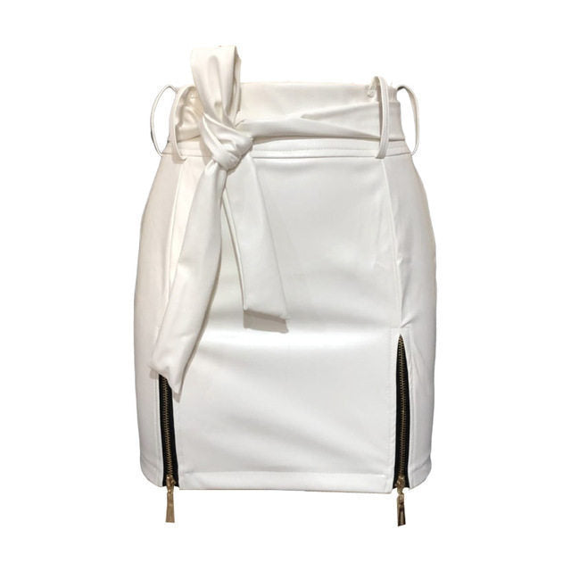 Frauen Bandage PU Leder Damen Kurze Mini Röcke