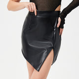 Gonna a vita media con spacco alto in PU e moda Spice Girl