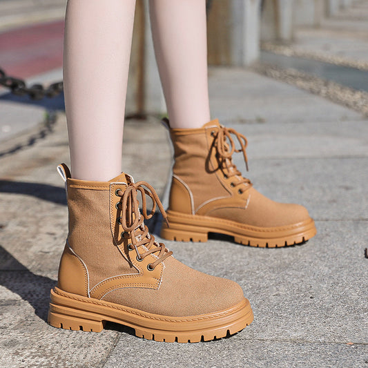 Stivali Martin con tacco spesso, moda donna taglie forti