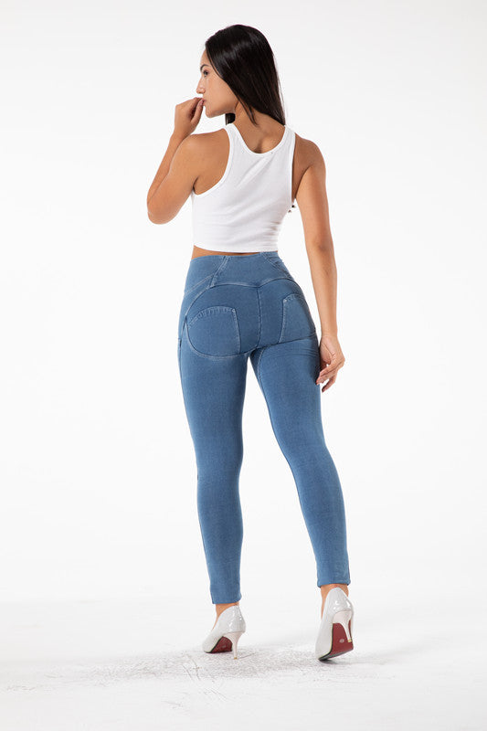 Jeggings Push Up, Jeans Palestra Azzurri, Leggings in Denim con Sollevamento del Sedere