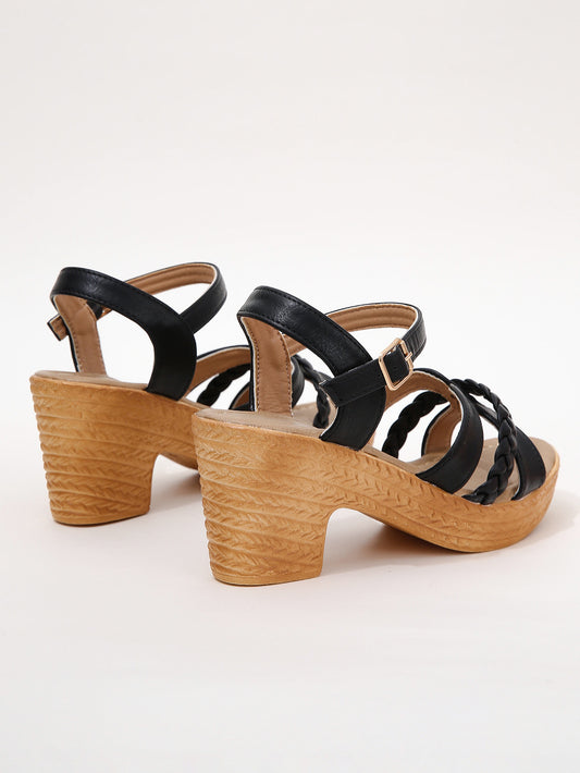 Außenhandel Rundkopf Blockabsatz Knöchelriemen Schnalle Sandalen