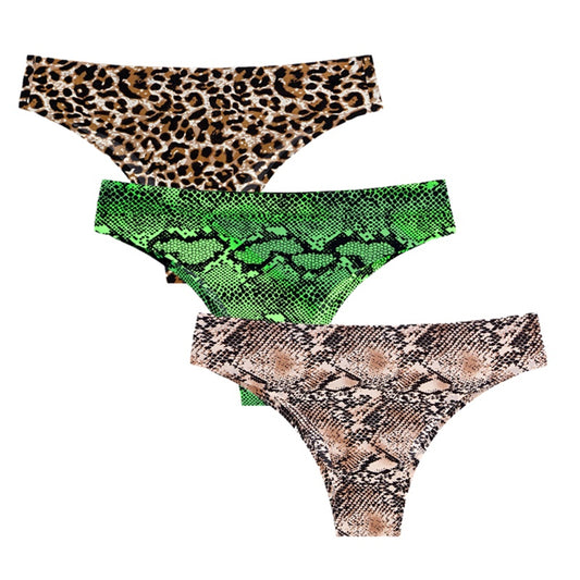 Biancheria intima senza cuciture in seta di ghiaccio stampata per donna con vita bassa