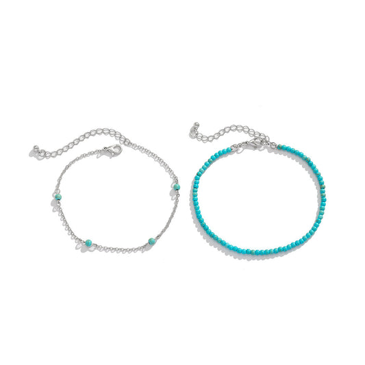 Böhmisches Fußkettchen mit mehrlagigem Perlenbesatz