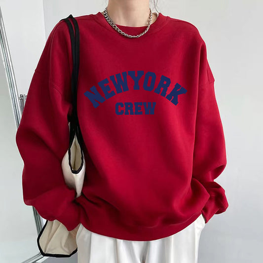 Maglione largo stampato in peluche per le donne