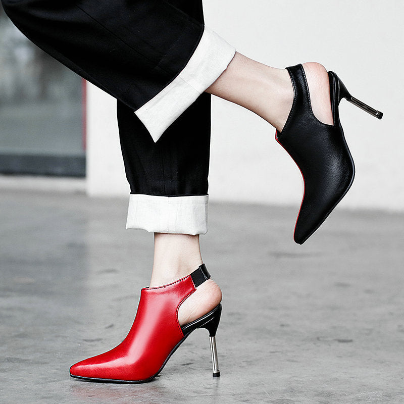Fashion Colorblock Pointed Toe Stiletto High Heel Sandals