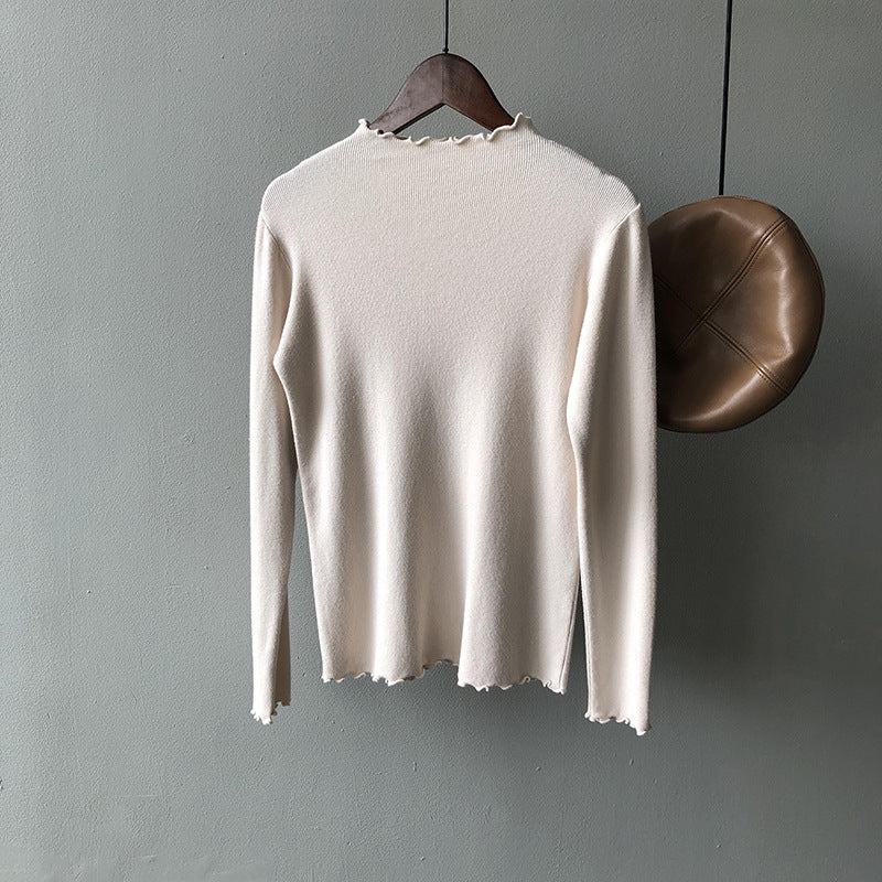 Top in maglia aderente in stile coreano da donna