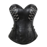 Corsetto in pelle con cerniera gotica e acciaio