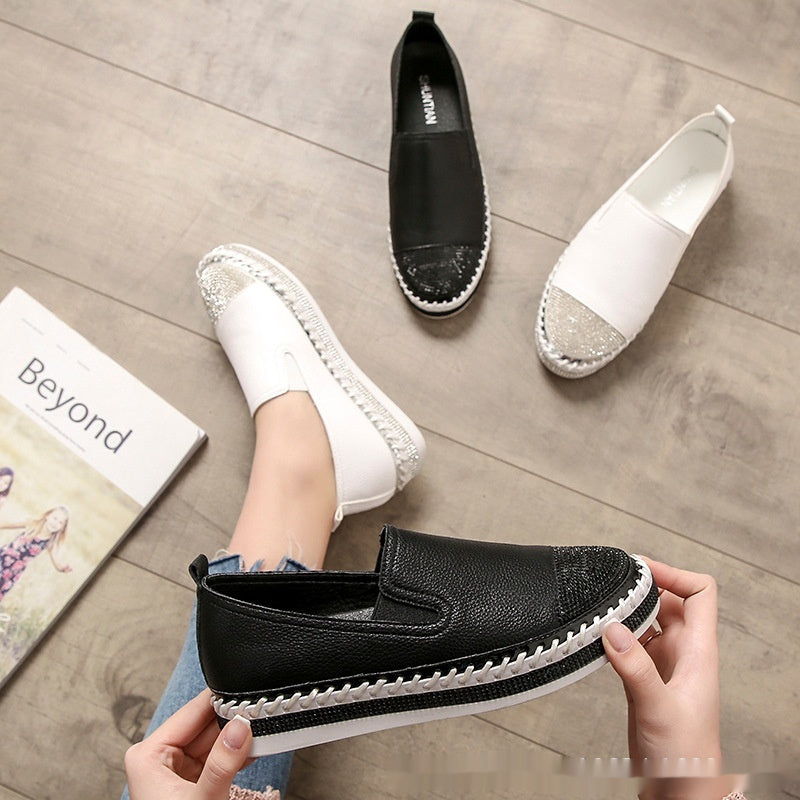 Weiße Schuhe für Frauen Slip-on Schwangere Frauen Loafers Dicke Sohle Alle-matching