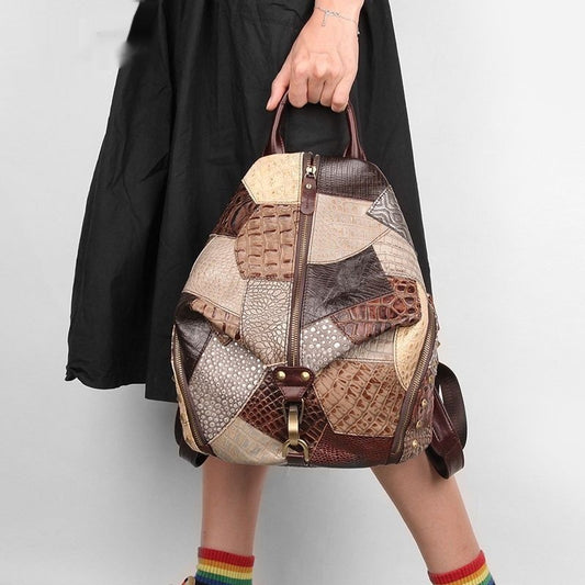 Zaino in pelle retrò da donna, grande capacità