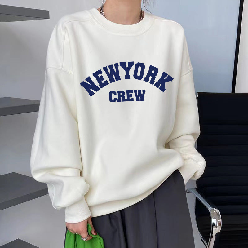 Maglione largo stampato in peluche per le donne