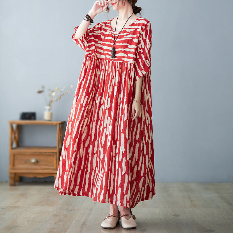 Vestito a maniche corte con scollo rotondo traspirante per donne, taglie forti, per ragazze grasse