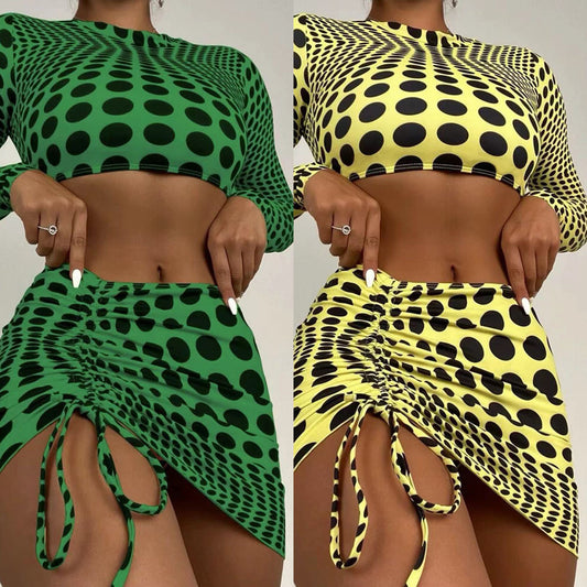 Dreiteiliger Badeanzug mit Polka Dots für Damen