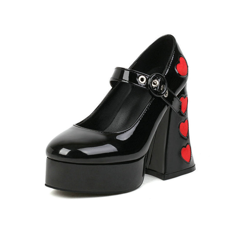 Frauen High Heels Neue Liebe Nähte Plattform Chunky