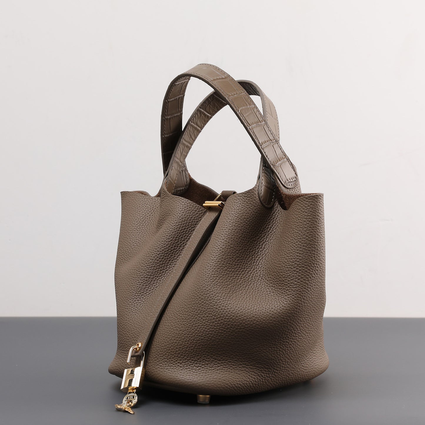 Cowhide Painted Vegetable Basket Portable Women's Bag Adjustable Shoulder Strap