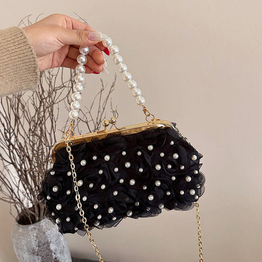 Damen Dinner Flower Muscheltasche mit Knopfverschluss