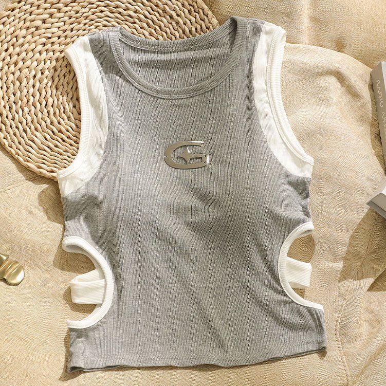 Design Sense Midriff Outfit Sleeveless Vest Slim Top For Women