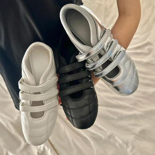 All-Match Sports Casual Velcro Flat Round Head Ballet Slipper