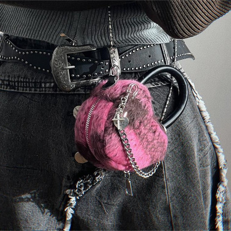 Woolen Plaid Hot Girl Y2g Love Mini Chain Bag Fashion