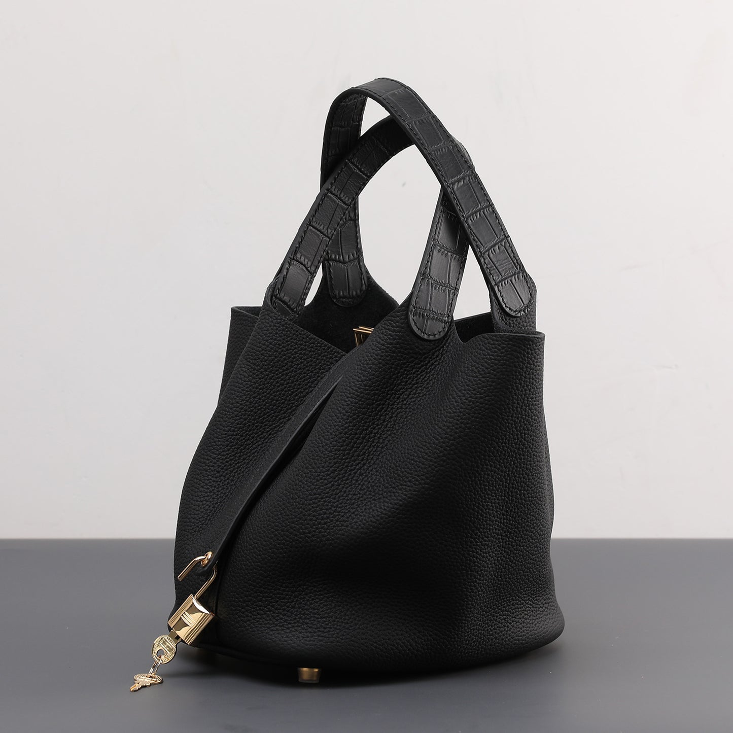 Cowhide Painted Vegetable Basket Portable Women's Bag Adjustable Shoulder Strap