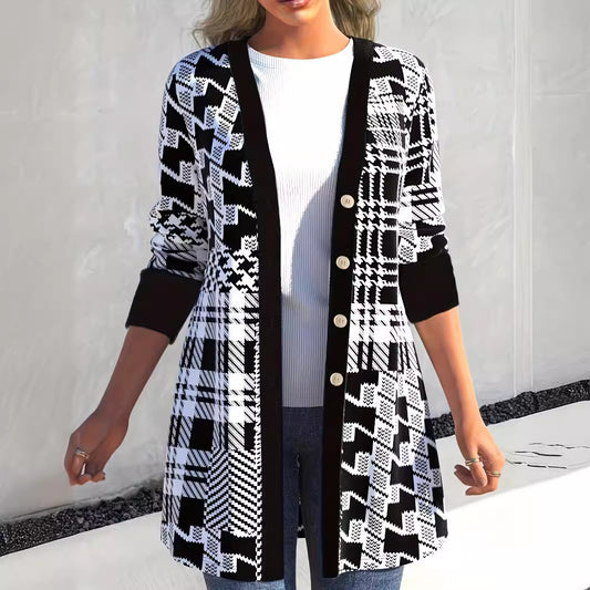 Cardigan casual largo a maniche lunghe