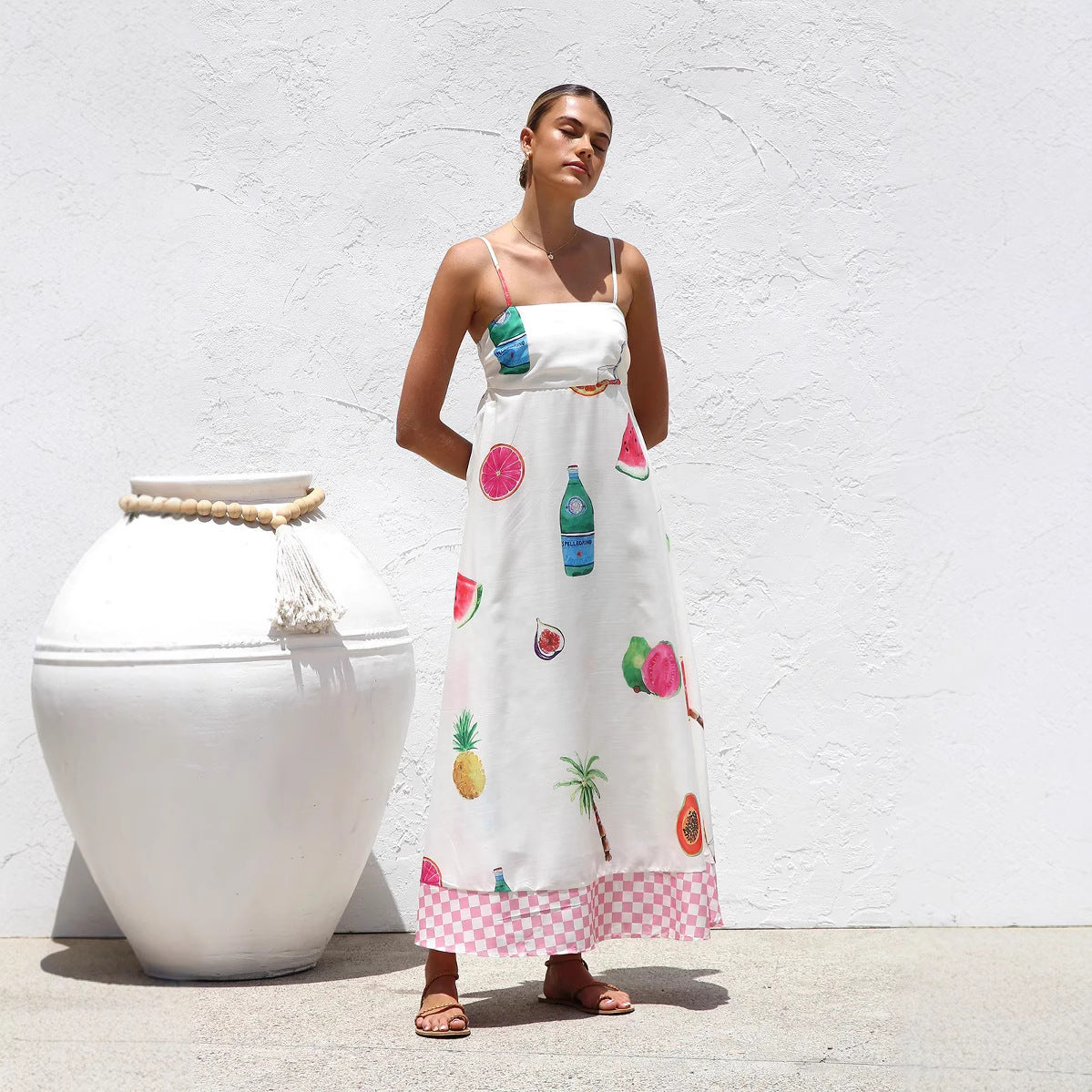 Casual Sling Vacation Style Large Swing Dress