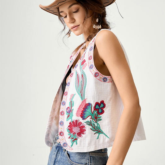 Stazione Europea Gilet da ricamo a macchina in stile nazionale della minoranza francese