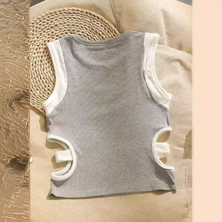 Design Sense Midriff Outfit Sleeveless Vest Slim Top For Women