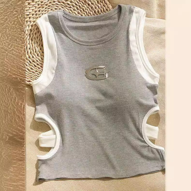 Design Sense Midriff Outfit Sleeveless Vest Slim Top For Women