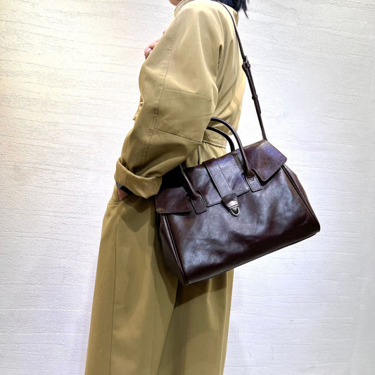 Borsa in vera pelle vintage realizzata a mano con primo strato di pelle conciata al vegetale