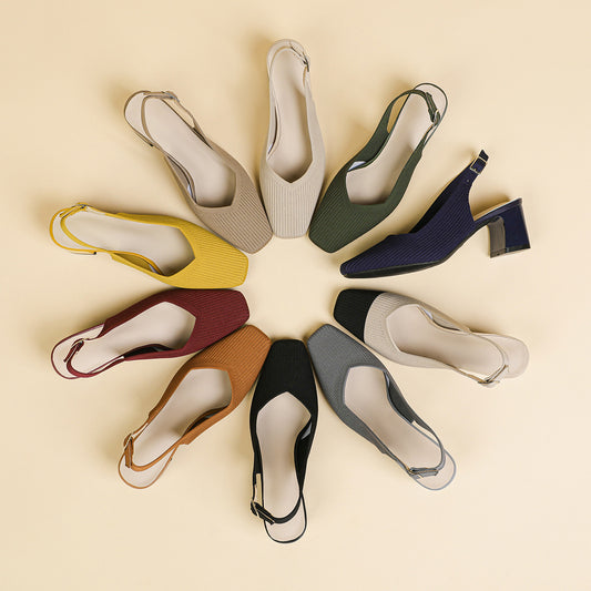 All-match Breathable Square Toe Cap High Heel Sandals