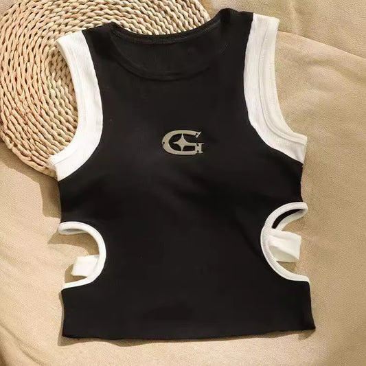 Design Sense Midriff Outfit Sleeveless Vest Slim Top For Women