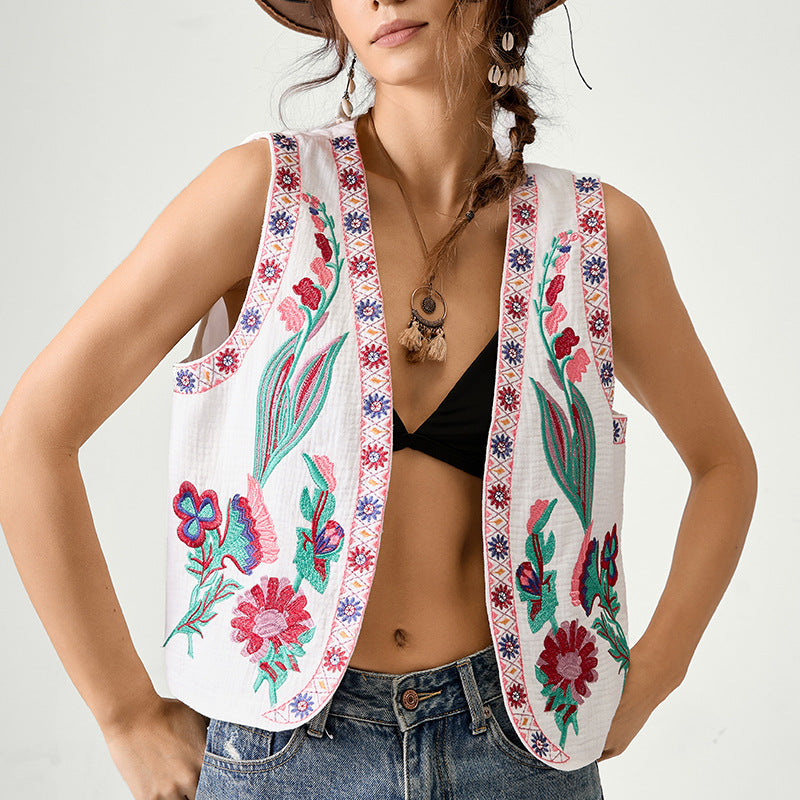 European Station French Minority National Style Machine Embroidery Vest