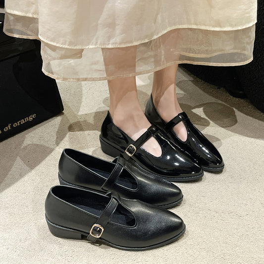 Scarpe col tacco alto corte a punta francese nere retrò da donna