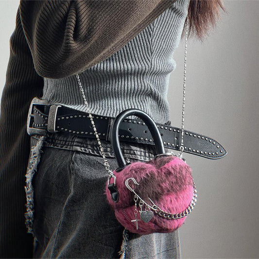 Borsa a tracolla Hot Girl Y2g Love Mini Chain Fashion in lana scozzese