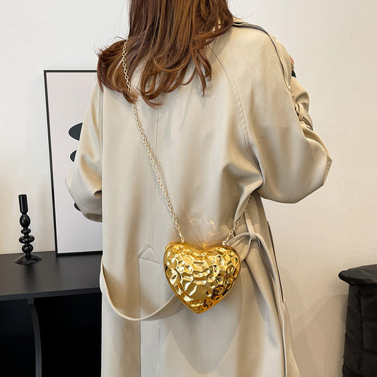 Glänzende herzförmige Schultertasche aus Meteoritenacryl