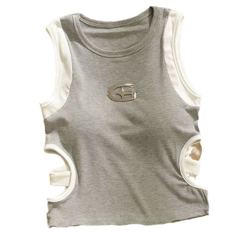Design Sense Midriff Outfit Sleeveless Vest Slim Top For Women