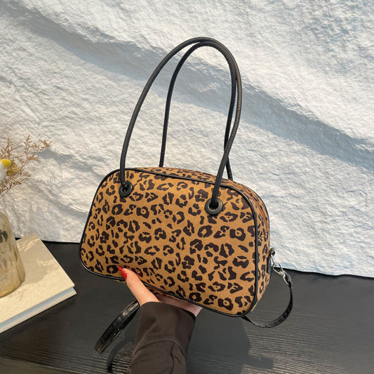 Vintage Bowling-Handtasche mit Leopardenmuster für Damen
